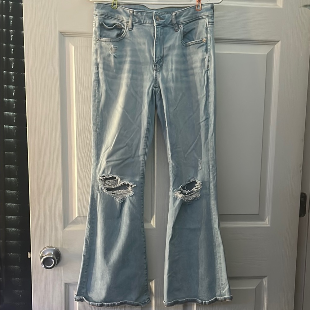 American Eagle Outfitters Blue Flare Wide Leg Jeans